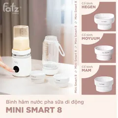 Bình Hâm Nước Pha Sữa Di Động Fatzbaby Mini Smart 8 FB3822FD - Thủy Tinh 330ml, Pin Sạc 4500mAh, Hiển Thị Nhiệt Độ Thời Gian Thực
