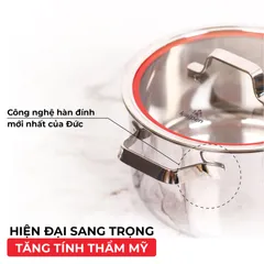 Bộ 3 Nồi Inox 3 Lớp Kalpen Emer EM1 - Dụng Cụ Nấu Ăn Đa Năng Cho Gia Đình, Kích Thước 16cm, 20cm, 24cm