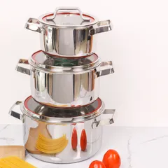 Bộ 3 Nồi Inox 3 Lớp Kalpen Emer EM1 - Dụng Cụ Nấu Ăn Đa Năng Cho Gia Đình, Kích Thước 16cm, 20cm, 24cm