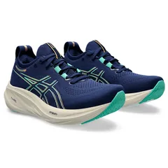 Giày chạy bộ nữ Asics Gel-Nimbus 26 - Giày pickleball năng động, thoáng khí, màu xanh than và xanh mint, chống trơn trượt, êm ái