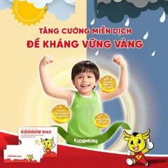 Kidsmune Max - Cốm Tăng Sức Đề Kháng và Tiêu Hóa cho Trẻ 3 Tuổi Trở Lên - Hỗ Trợ Miễn Dịch Ngon Miệng 20 Gói