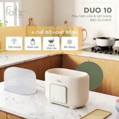 Máy Hâm Sữa và Tiệt Trùng 2 Bình FATZBABY Duo 10 FB3211BK - Nhiệt Độ Chính Xác 37-85°C, 4 Chức Năng Tiện Lợi cho Mẹ và Bé