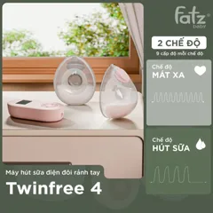 Máy Hút Sữa Điện Đôi Fatzbaby TwinFree 4 FB1310TP - Thiết Kế Rảnh Tay Với 9 Cấp Độ Hút, Tiết Kiệm Thời Gian Cho Mẹ