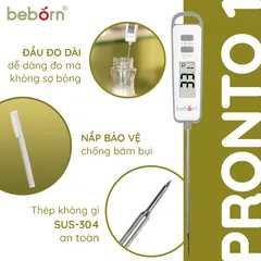 Nhiệt Kế Điện Tử Đa Năng Beborn Pronto 1 MT01HJ - Đo Nhiệt Độ Nước, Sữa, Thực Phẩm Nhanh Chóng Và Chính Xác