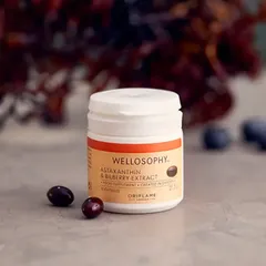 Viên uống Oriflame Wellosophy Astaxanthin & Bilberry Extract - Tăng cường sức khỏe mắt và chống oxy hóa, làm đẹp da - 30 viên