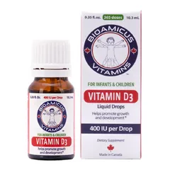 Vitamin D3 400 IU BioAmicus Dạng Giọt Cho Trẻ Sơ Sinh - Hỗ Trợ Phát Triển Chiều Cao và Hệ Miễn Dịch Tốt Nhất - Lọ 10ml