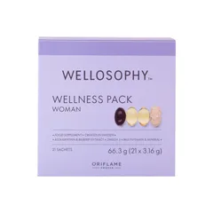 Wellosophy Wellness Pack Woman Oriflame - Bộ Vitamin Tổng Hợp và Omega-3 Hỗ Trợ Sức Khỏe Phụ Nữ, 21 Gói