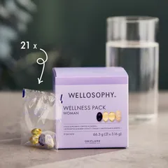 Wellosophy Wellness Pack Woman Oriflame - Bộ Vitamin Tổng Hợp và Omega-3 Hỗ Trợ Sức Khỏe Phụ Nữ, 21 Gói