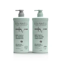 Cặp dầu gội xả Elvawell White Truffle Oil Control cho tóc dầu - Kiểm soát dầu, làm sạch sâu và nuôi dưỡng mềm mượt - 500ml/1000ml