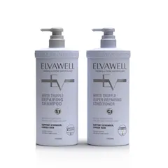 Cặp Dầu Gội Xả Phục Hồi Tóc Hư Tổn Elvawell White Truffle Repair - Dưỡng Ẩm và Chăm Sóc Tóc Mềm Mượt 1000ml