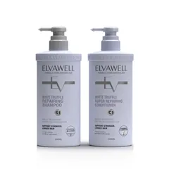 Cặp Dầu Gội Xả Phục Hồi Tóc Hư Tổn Elvawell White Truffle Repair - Dưỡng Ẩm và Chăm Sóc Tóc Mềm Mượt 1000ml
