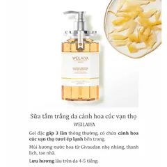 Sữa Tắm Dưỡng Ẩm Sáng Da Weilaiya Cúc Vạn Thọ 450ml - Chăm Sóc Da Mềm Mịn, Trắng Sáng, Nguyên Liệu Từ Hoa Cúc Vạn Thọ