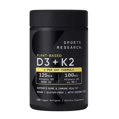 Viên Uống Bổ Sung Vitamin D3 + K2 Sports Research - Hỗ Trợ Xương Khớp Khỏe Mạnh, Tăng Cường Khả Năng Miễn Dịch, 160 Viên