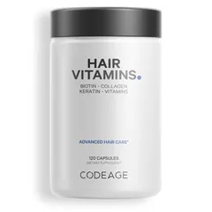Viên Uống Hỗ Trợ Mọc Tóc Codeage - 120 Viên Vitamin Dưỡng Tóc Chống Rụng, Non-GMO, Không Gluten, Sản Xuất Tại Mỹ