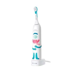 Bàn Chải Đánh Răng Điện Trẻ Em Philips HX3411/01 - Công Nghệ Sonicare Với Đầu Cọ Mềm, Thiết Kế Vui Nhộn, Duy Trì Thói Quen Chải Răng Đúng Cách