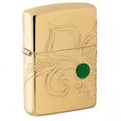 Bật Lửa Zippo 49108 Armor - Thiết Kế Vỏ Vàng Khắc Biểu Tượng Hoa Huệ Tây Fleur-de-lis Sành Điệu, Độc Đáo