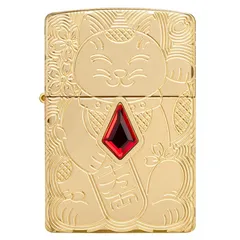 Bật Lửa Zippo 49802 Armor Họa Tiết Mèo Thần Tài May Mắn - Độc Đáo, Vỏ Đồng Thau Bền Chắc, Ấn Tượng Quà Tặng Fans Mèo