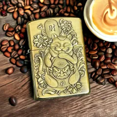 Bật Lửa Zippo Mèo Thần Tài Version 2 Khắc Hình 3D ZPC4187 - Quà Tặng May Mắn Phong Thủy Cho Dân Sưu Tầm