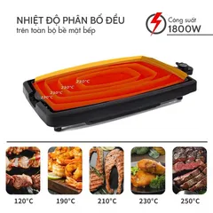 Bếp Nướng Điện Seka SK540 - 1800W Chống Dính Vân Đá, Nướng Nhanh 240 Độ C, Dễ Vệ Sinh, Bảo Toàn Dinh Dưỡng