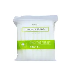 Bông Tẩy Trang Miniso Only The Purest 180 Miếng - Sợi Bông Cotton Mềm Mại, Khả Năng Thấm Hút Tốt, Dùng Cho Mọi Loại Da