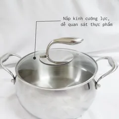 Nồi inox Seka SK6080 đáy 5 lớp 4L - Dùng cho mọi loại bếp, nấu ăn nhanh và đều nhiệt, thiết kế quả táo dễ thương