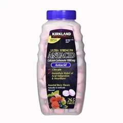 Viên Nhai Kirkland Signature Antacid Calcium 1000mg - Hỗ Trợ Tiêu Hóa, Giảm Đầy Hơi và Ợ Chua, 265 Viên, Mỹ