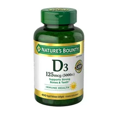 Viên uống bổ sung Vitamin D3 125 mcg Nature's Bounty - Hỗ trợ xương chắc khỏe, tăng cường miễn dịch, 400 viên, Mỹ