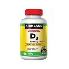 Viên uống Vitamin D3 Kirkland Signature 2000 IU (600 viên) - Bổ sung canxi cho xương và răng chắc khỏe, tăng cường hệ miễn dịch