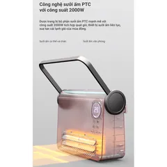 Máy sưởi đa năng Ceramic Lumias H08B 2000W điều khiển từ xa, thiết kế nhỏ gọn, công nghệ PTC làm nóng nhanh, an toàn cho không gian 3-7m².
