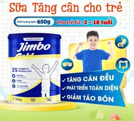 Sữa tăng cân Jimbo Gold 650g - Hỗ trợ đề kháng và phát triển trí não cho trẻ từ 2-18 tuổi, Dinh dưỡng độc quyền 3 kép Dual Nutri