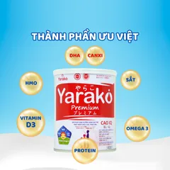 Sữa Yarako Premium CAO IQ 400g - Hỗ trợ phát triển chiều cao và trí não cho trẻ từ 1 tuổi trở lên - Bổ sung canxi và vitamin D3