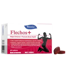 Viên uống bổ sung Canxi & Vitamin D Flechos+ Valentior của Úc - 600mg Canxi, 500IU Vitamin D3, hỗ trợ xương & sự phát triển cho trẻ em và phụ nữ mang thai