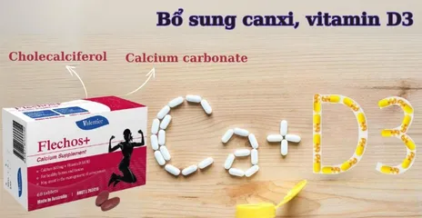 Viên uống bổ sung Canxi & Vitamin D Flechos+ Valentior của Úc - 600mg Canxi, 500IU Vitamin D3, hỗ trợ xương & sự phát triển cho trẻ em và phụ nữ mang thai