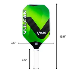 Vợt Pickleball Vulcan V930 Hybrid 13mm - Công Nghệ ZEP9 Tối Ưu Độ Xoáy và Kiểm Soát, Dành Cho Người Chơi Nghiêm Túc