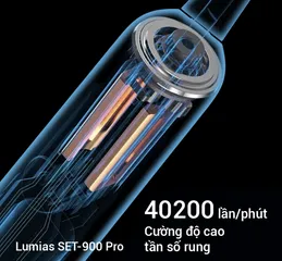 Bàn Chải Đánh Răng Điện Lumias SET-900 Pro 2000mAh - 4 Chế Độ Làm Sạch, Chống Nước IPX7, Đầu Bàn Chải 3D Siêu Mềm