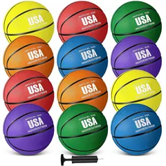 Combo 12 Quả Bóng Rổ Libima Rubber Basketballs Kèm Bơm - Thể Thao Chất Lượng Cao Cho Thanh Thiếu Niên Tập Luyện và Thi Đấu