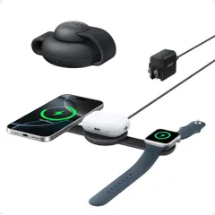 Đế sạc Anker Maggo UFO 3 trong 1 từ tính Qi2 B25M8 - Sạc nhanh 15W gập lại, tiện lợi du lịch, tương thích Apple Watch và tai nghe TWS