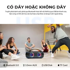Loa Bluetooth Earfun Uboom Raver 90W - Nghe nhạc mạnh mẽ, kết nối ổn định, cổng mic 6.5mm, chống nước IPX5, âm thanh sống động.