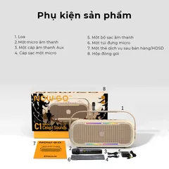 Loa Bluetooth Karaoke NowGo C1 - Công suất 100W, Kết nối Bluetooth 5.3, Thời gian phát nhạc 30 giờ, Âm thanh sống động, Bass mạnh