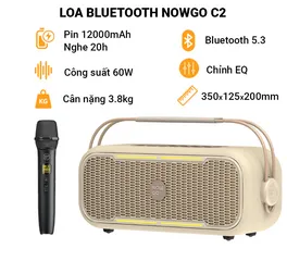 Loa Bluetooth Karaoke NowGo C2 60W - Thiết Kế Hiện Đại, Âm Thanh Mạnh Mẽ, Pin 20 Giờ, Kết Nối Bluetooth 5.3, Hỗ Trợ Micro Không Dây