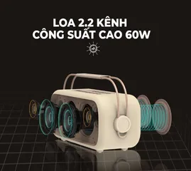 Loa Bluetooth Karaoke NowGo C2 60W - Thiết Kế Hiện Đại, Âm Thanh Mạnh Mẽ, Pin 20 Giờ, Kết Nối Bluetooth 5.3, Hỗ Trợ Micro Không Dây