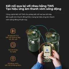 Loa Bluetooth Tích Hợp Đèn NowGo F1 - Công Suất 20W, Âm Thanh 360 Độ, Pin 2600mAh, Chống Nước IPX6, Thời Gian Sử Dụng 11 Giờ