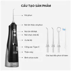 Máy Tăm Nước Cầm Tay Lebenlang LBT1488 - 4 Đầu Vòi, 1500 Lần/Phút, IPX7, Hỗ Trợ Chăm Sóc Răng Miệng Hiệu Quả Tại Nhà