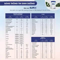 Sữa non Elife 5 dành cho người tiểu đường 800g - Dinh dưỡng cân đối, hỗ trợ kiểm soát đường huyết và tăng cường sức khỏe tim mạch