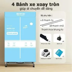 Tủ Sấy Quần Áo Bennix BN-223TS 1600W – Thiết Kế 2 Tầng, Hẹn Giờ Tối Đa 180 Phút, Nhiệt Độ 70 Độ C, Di Động Tiện Lợi