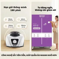 Tủ Sấy Quần Áo Bennix BN-223TS 1600W – Thiết Kế 2 Tầng, Hẹn Giờ Tối Đa 180 Phút, Nhiệt Độ 70 Độ C, Di Động Tiện Lợi