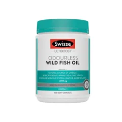 Viên uống dầu cá Swisse Ultiboost 1000mg Không Mùi - Hỗ Trợ Tim Mạch, Não Bộ và Xương Khớp, Bổ Sung Omega-3 Từ Cá Tự Nhiên