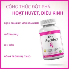Viên Uống Hỗ Trợ Điều Kinh Eva Herblux - Giúp Hoạt Huyết, Cân Bằng Kinh Nguyệt, Giảm Đau Bụng Kinh, 60 Viên