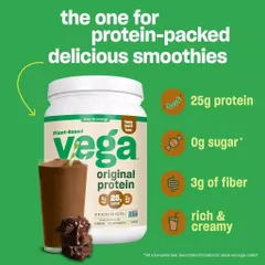 Bột Protein Thực Vật Vega Original - Hữu Cơ, Không Đường, Giàu Đạm, Hỗ Trợ Sức Khỏe, Hộp 920g Vị Chocolate & Vani