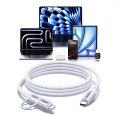 Cáp Sạc Nhanh Ugreen 2in1 L702 Bọc Dù MFI & Type C 100W - Sạc Nhanh, Truyền Dữ Liệu, Tương Thích iPhone, iPad và Các Thiết Bị USB-C